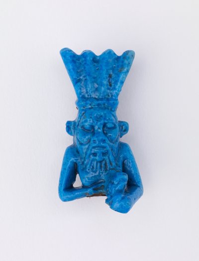 Bes, remounted as pin, c.1075-656 BC or later glazed faience by Third Intermediate Period Egyptian